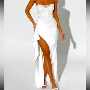 White shimmer corset gown